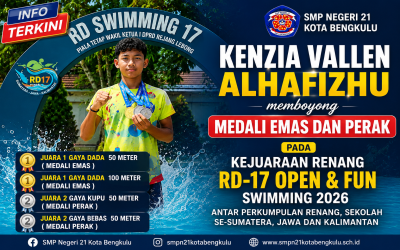 Keren! Kenzia Vallen Alhafizhu Raih Medali Emas dan Perak di Kejuaraan Renang RD-17 Open & Fun Swimming 2026